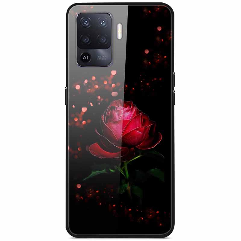 Tempered Glass Case For Oppo Reno5 Lite Hard Back Cover for Oppo Reno 5 Lite Luxury Painted Reno5Lite Funda 6.43'' Shockproof
