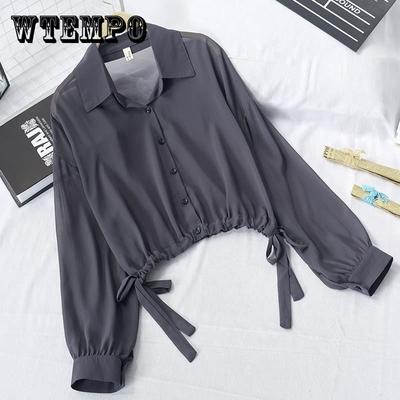Kurzes Sonnenschutzhemd, Bluse, Seil, Taillengurt, lockeres Tragen, Sommer, dünnes Oberteil, Damenbekleidung, weiblicher Mantel, Sonnenschutz, Strickjacke, Hemd mit Polokragen