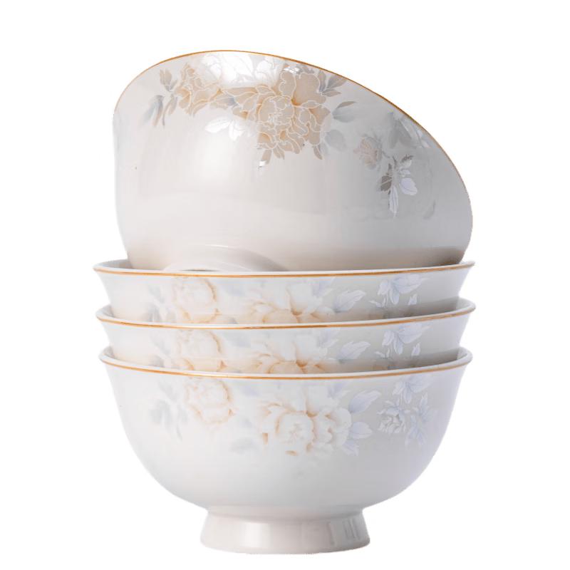 

Jingdezhen Ceramic Noodle Bowls - Flower Fairy 6-inch High-Footed Noodle Bowl (4-pack)