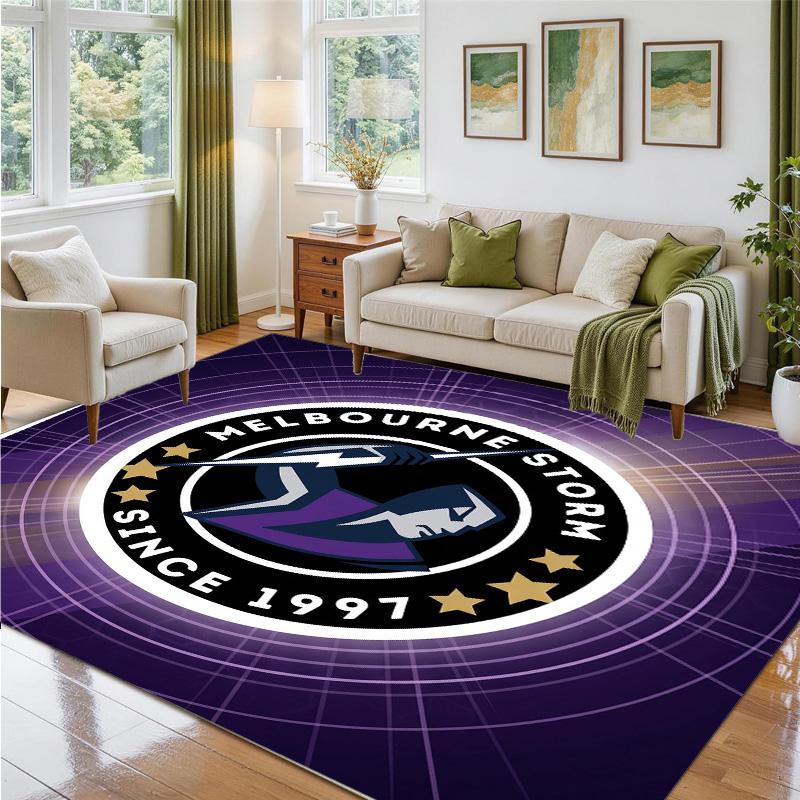 Melbourne Storm Design Crystal Velvet Rug Soft Decorative Mat for Bedroom Entrance
