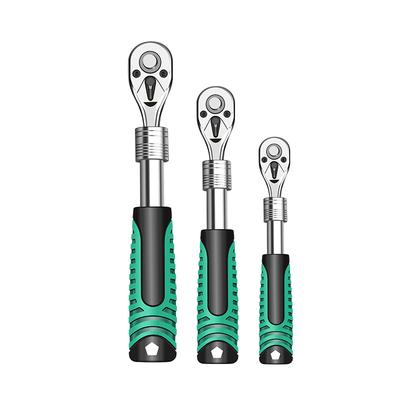 Retractable Ratchet Set 1/4 3/8 1/2 Inch Drive Rotating Ratchet Reversible Drive 72 Tooth Socket Wrench Mechanical Tool
