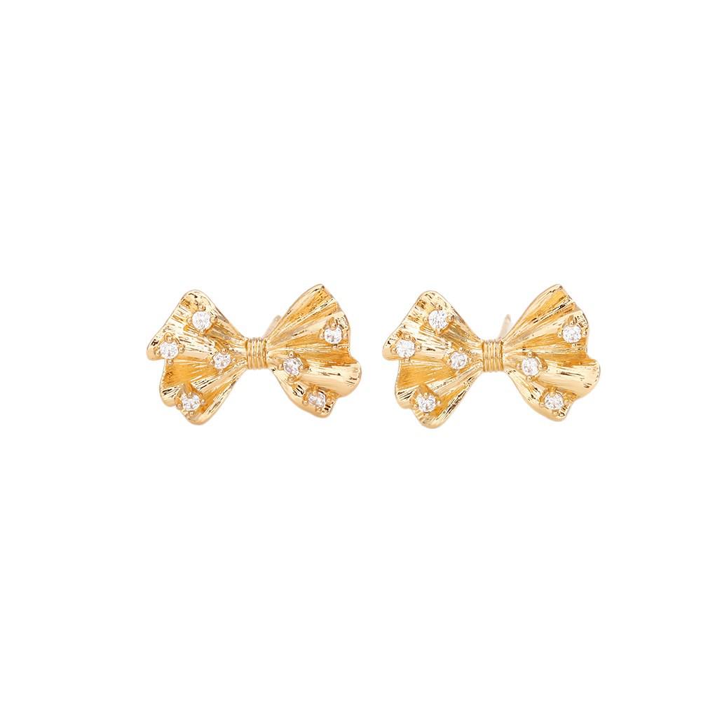 High-End Exquisite Zircon Bow Stud Earrings - Versatile and Popular Women's Fashion Jewelry