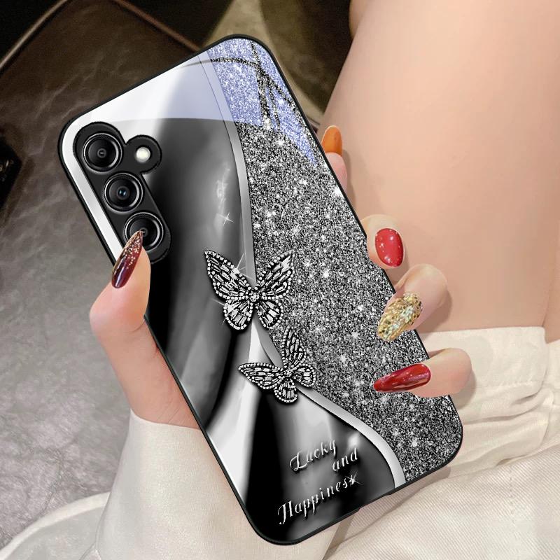 Goldener Schmetterling Für Samsung Galaxy A14 4G 20 30 52 20S 21S 22 A32 33 34 42 50 51 53 54 70 71 72 73 5G Glas Handyhülle