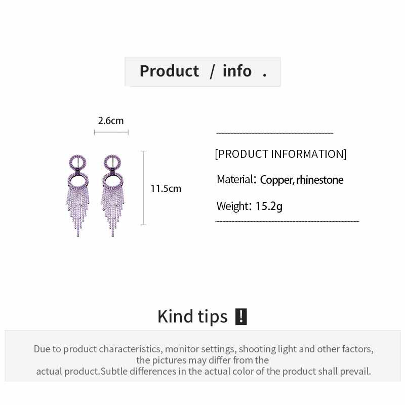 Silver Needle Rhinestone Geometric Tassel Earrings - High-End Luxury Design for Women