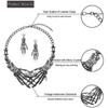 Halloween Skull Bone Choker Necklace Earring Set Alloy Jewelry Long Chain With Rhinestones Costume Party