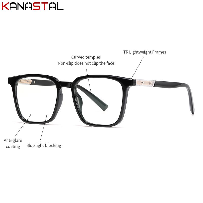 Herren Lesebrille Rezept Optische Gläser Kurzsichtigkeit Brille Damen Blaulichtblockierende Computer TR90 Quadratische Brillenrahmen