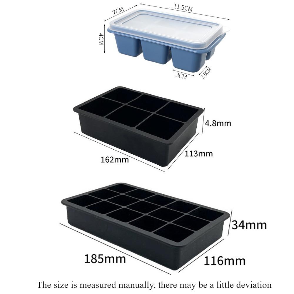 Duże Silikonowe Formy do Kostek Lodu 6/8/12 Tac z Kostkami Lodu Łatwe Wyjmowanie Formy do Kostek Lodu do Zamrażarki/Koktajli Whiskey Soków Bez BPA Wielokrotnego Użytku
