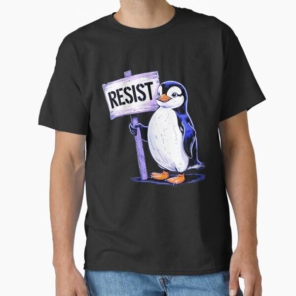 Футболка Resist Penguin Classic Футболка Сделано в США/Австралии Размер S-2XL Унисекс Футболка L