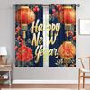 2pcs Happy New Year To You Polyester Fiber Pole  Curtains   Shade and Privacy Protection   Suitable for Decorating Various Rooms