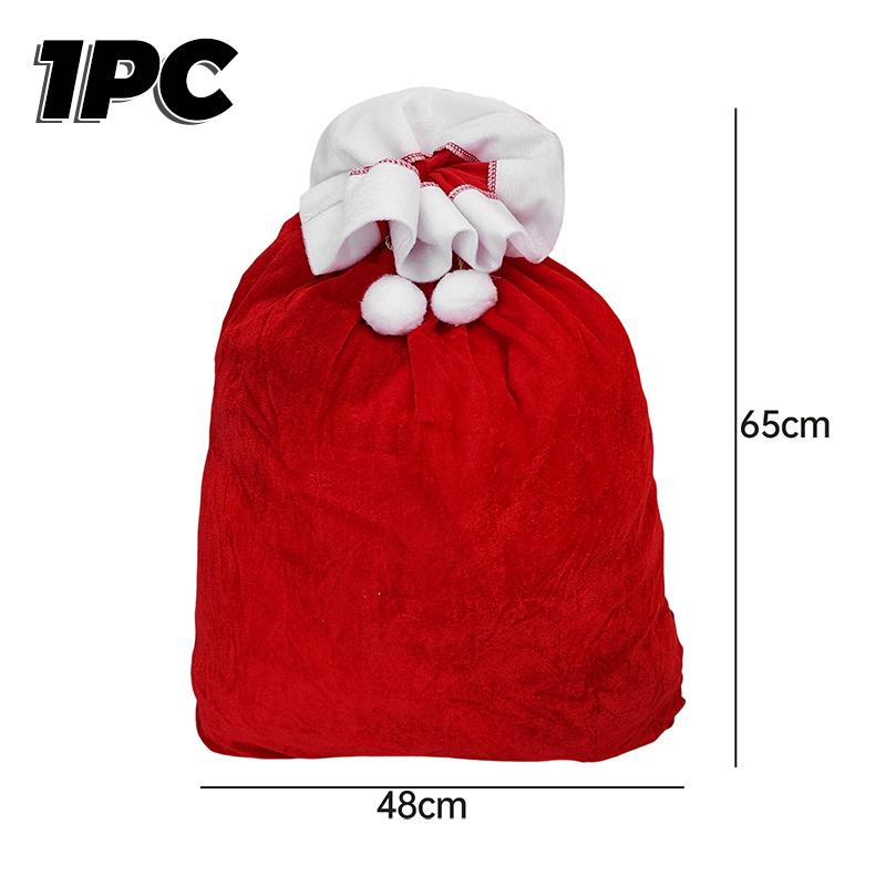 

Large Christmas Santa Sack Red Santa Claus Bag With Drawstring Cord Kids Gifts Holder Bag Xmas Holiday Party Decoration Supplies 65x48cm