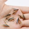 MNFT 10Pcs 12# Peacock Burnt Wing May Fly Trout Fishing Flie Barbed Hooks Fishing Lure Insect Bait