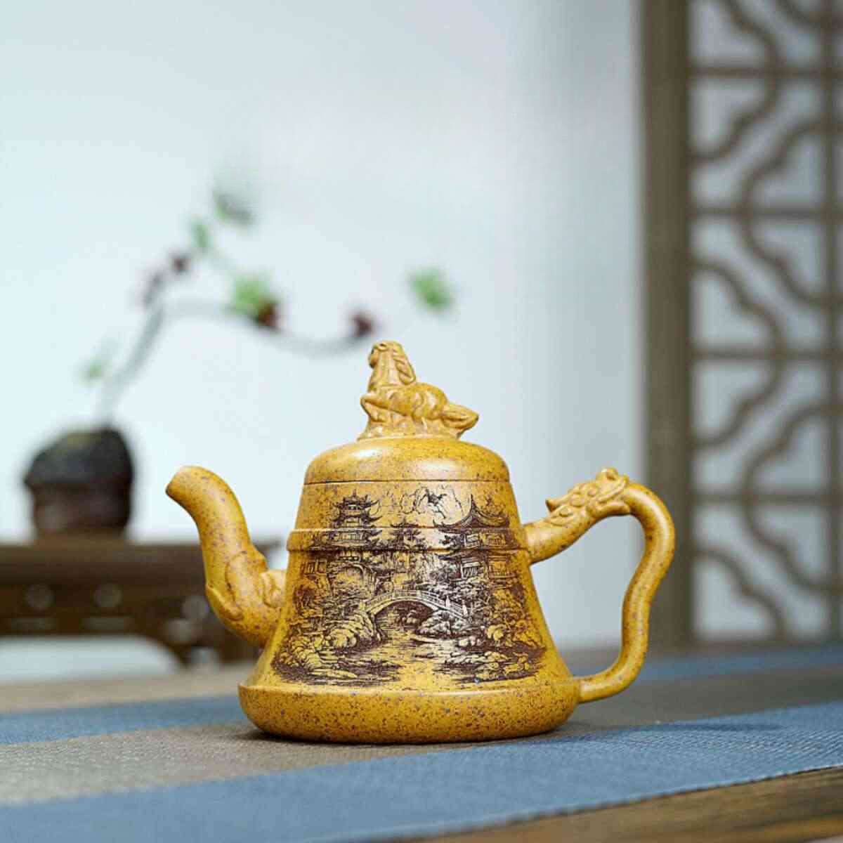 

360 мл чайник из фиолетовой глины Исин, ручной работы, горшок для духов лошади-дракона, сырая руда, гипертермический раздел, грязевой чайник с фильтром, чайный сервиз Zisha