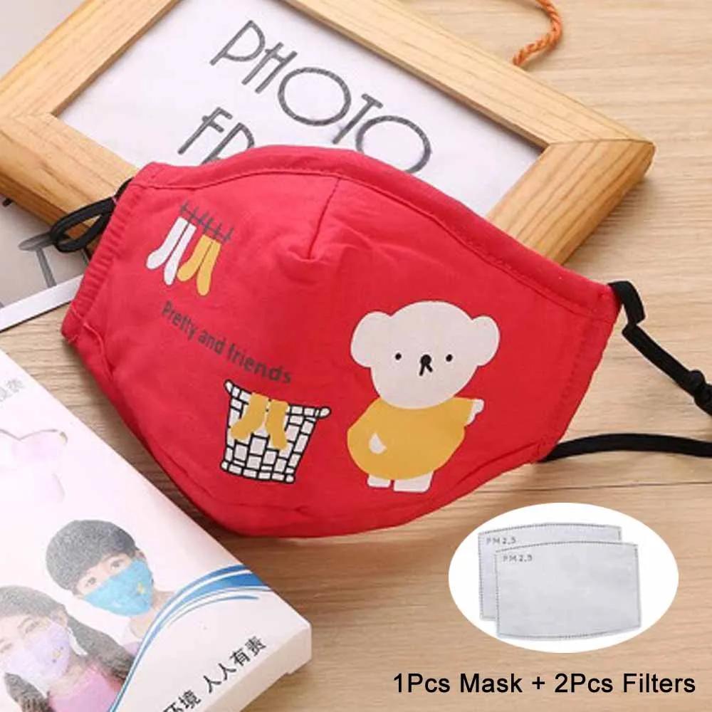 Tcare Reusable Bear Face Mask for Kids Breathable Cotton Cute Cartoon Design PM25 Anti Dust Protective
