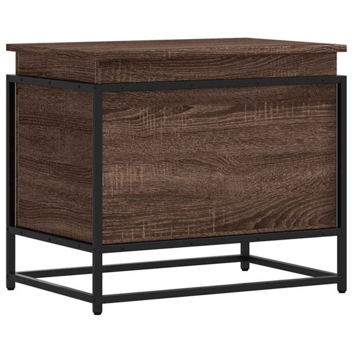 Storage Box with Lid Brown Oak Engineered Wood