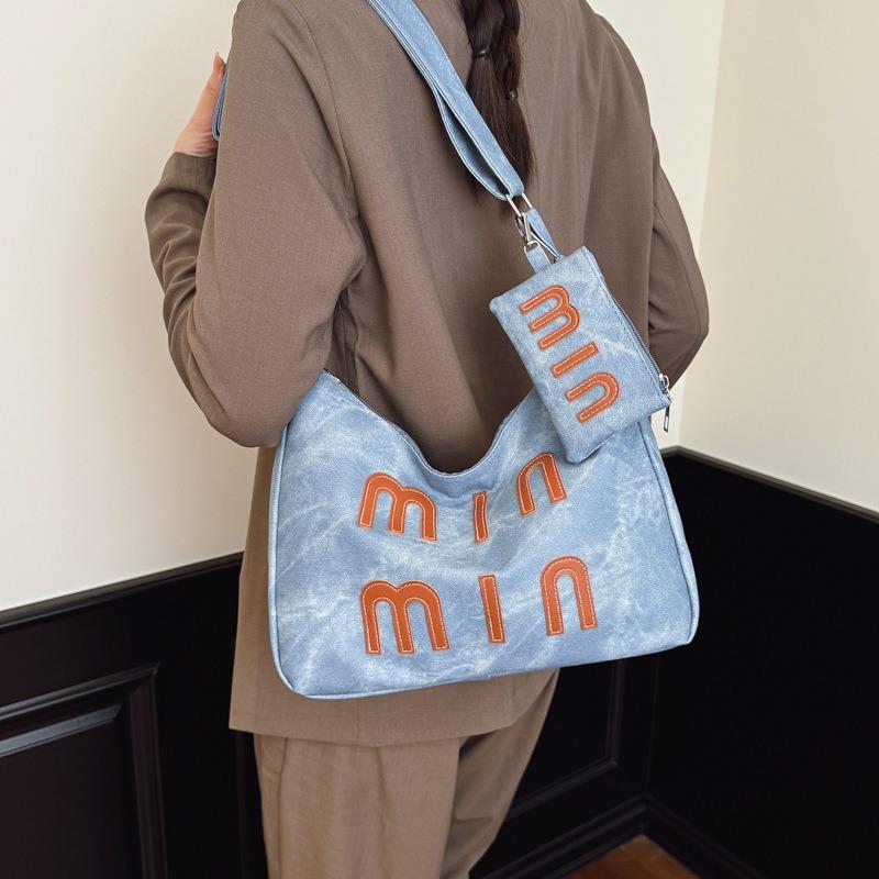 Casual Commuter Retro Large-capacity Bag New Denim Fashion Shoulder Bag Women's Hand-held Armpit Bag