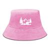 Bucket Hat With White Forest Mountains Print , Animal Fisherman Hat Solid Color Beach Simple Beach Cap