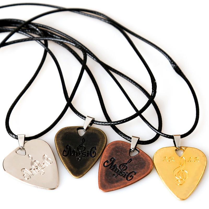 Electric Guitar Metal Pick Pendant - Zinc Alloy Steel Sheet Necklace