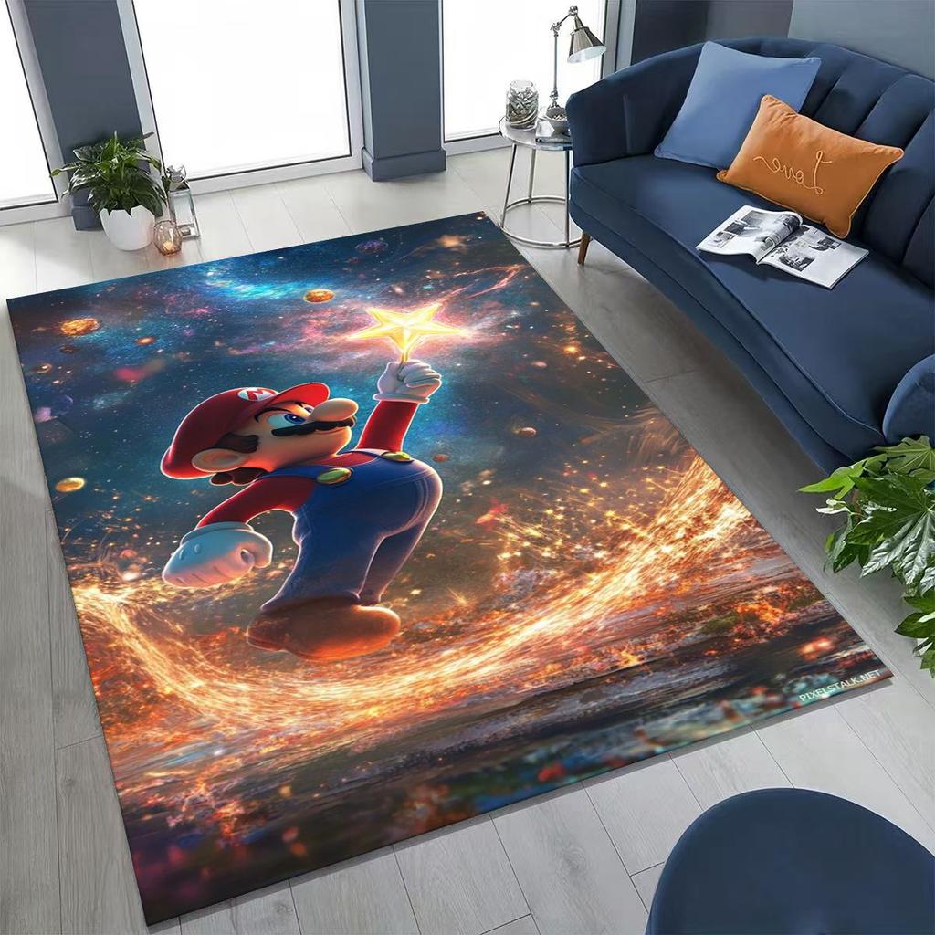 2026 New Retro Mario Cartoon Gift Rug for Bedroom Living Room Sofa Home Doormat Decor, Large Kids Play Non-slip Floor Mat