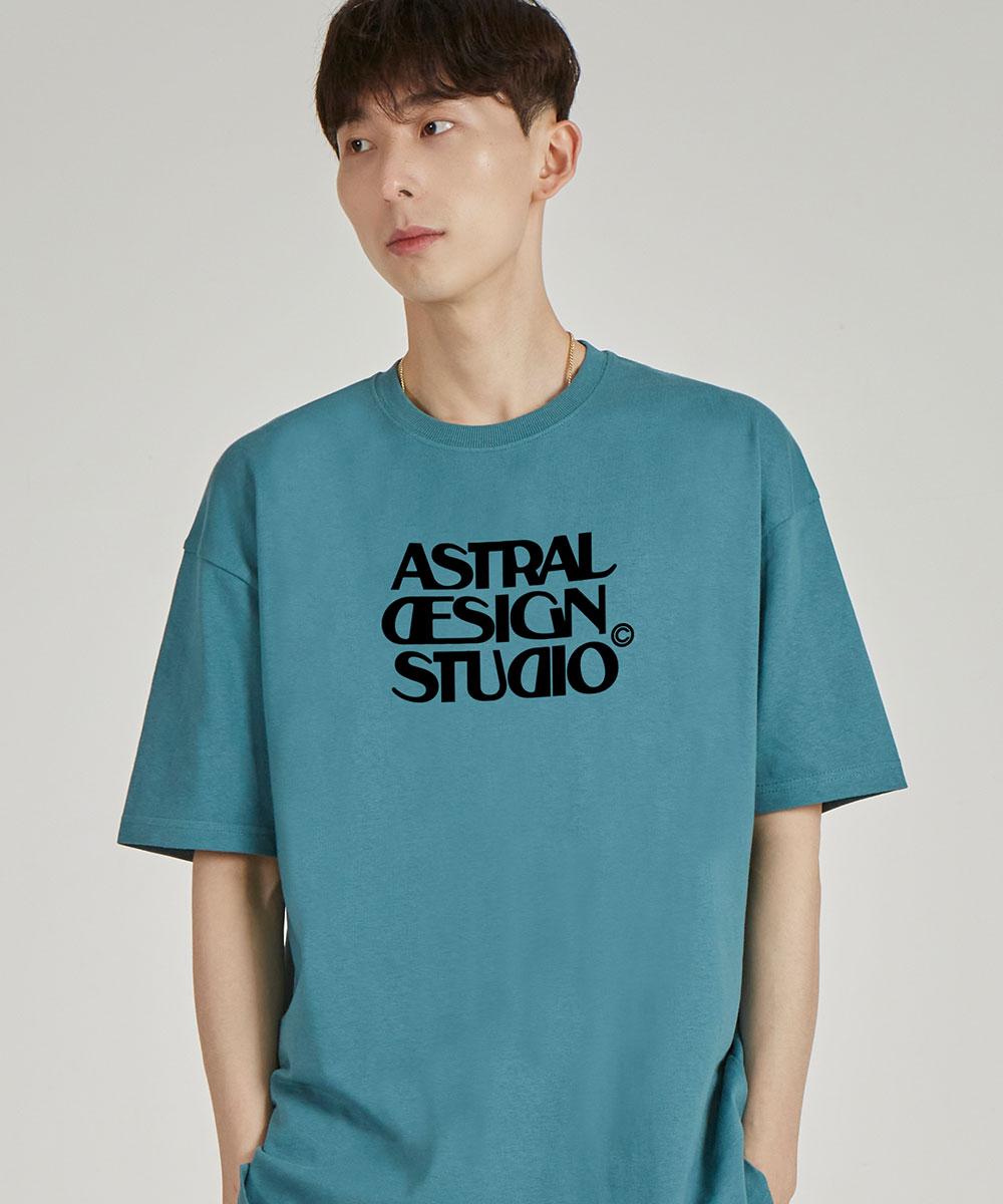 Astral Projection Astral Design Studio Round Neck 15-Count Cotton Short Sleeve T-Shirt_Blue Green L