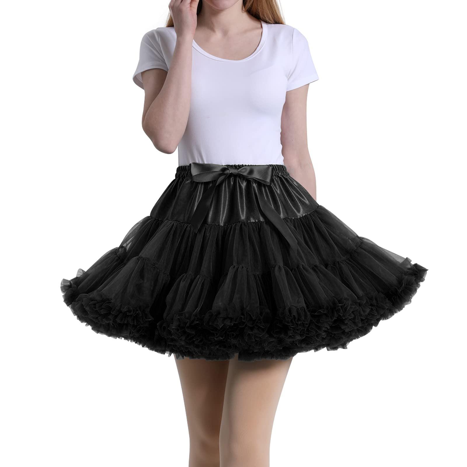 

Women Petticoat Underskirt Swing Princess Skirt Hippy Cosplay Cute New One Size чорний