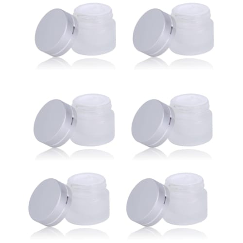 

Chocople Cream Containers, Light-Resistant Glass Refill Bottles, Set of 6 with Inner Lids, Silver (10g)