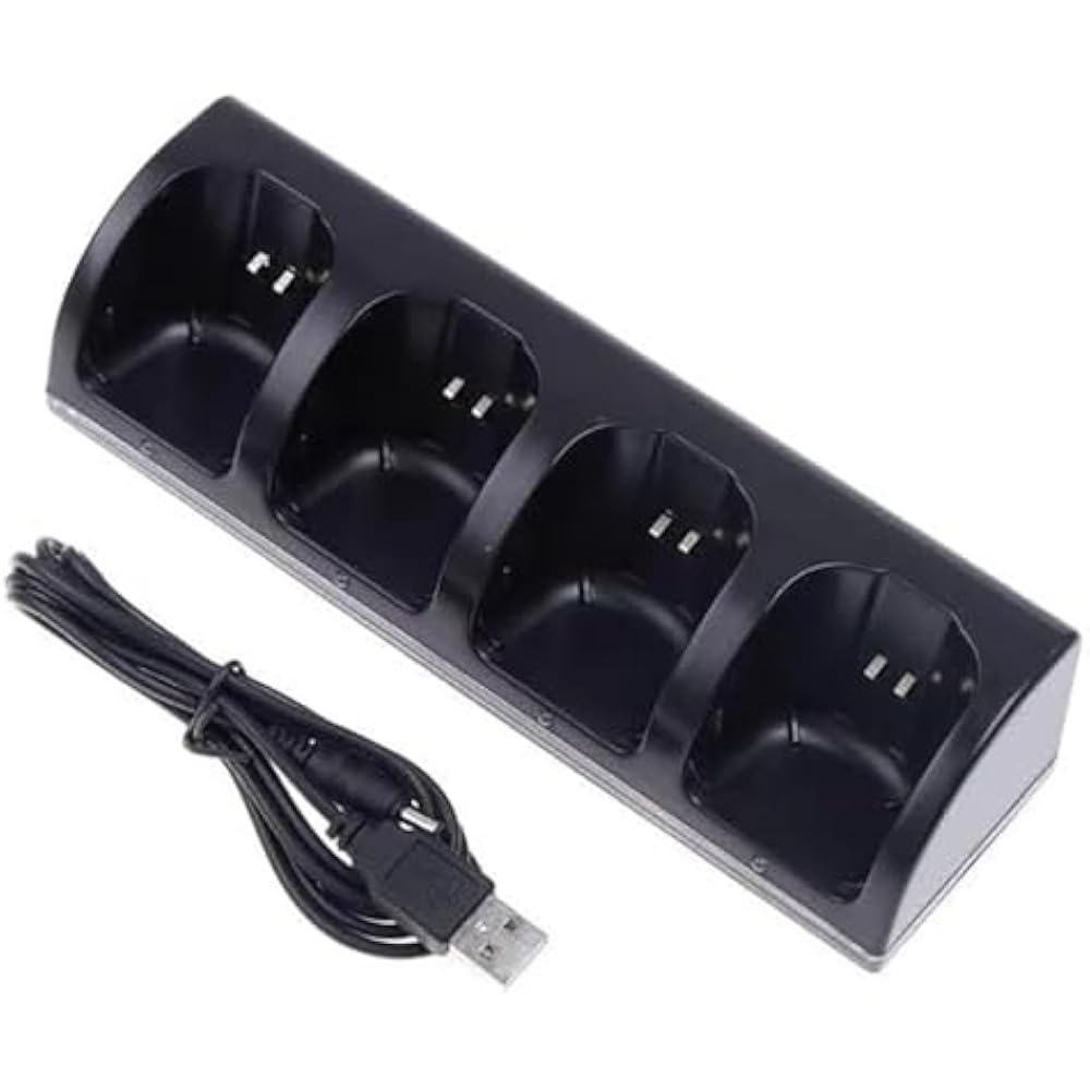 OSTENT Charger Dock Station with 4 Battery Packs for Nintendo Wii and WiiU Remote Controllers (Bl...