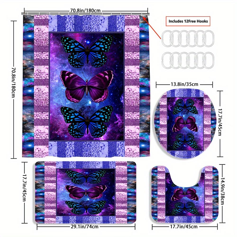 1/4Pcs Halloween Decoration Colorful Butterflies Pattern Shower Curtain Bathroom Decor Halloween Decoration Indoor Showr Curtain