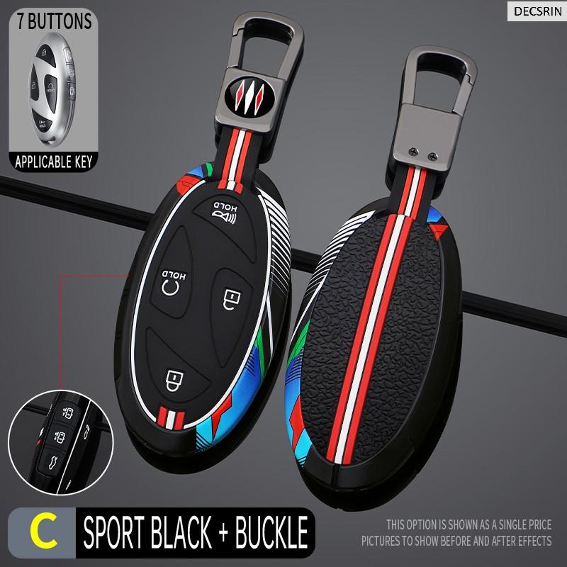 5 7 Buttons Zinc Alloy + Silicone Car Key Case Cover For Hyundai Kona Ev Grandeur GN7 IONIQ 6 2023 2024 Remote Key Protect Shell