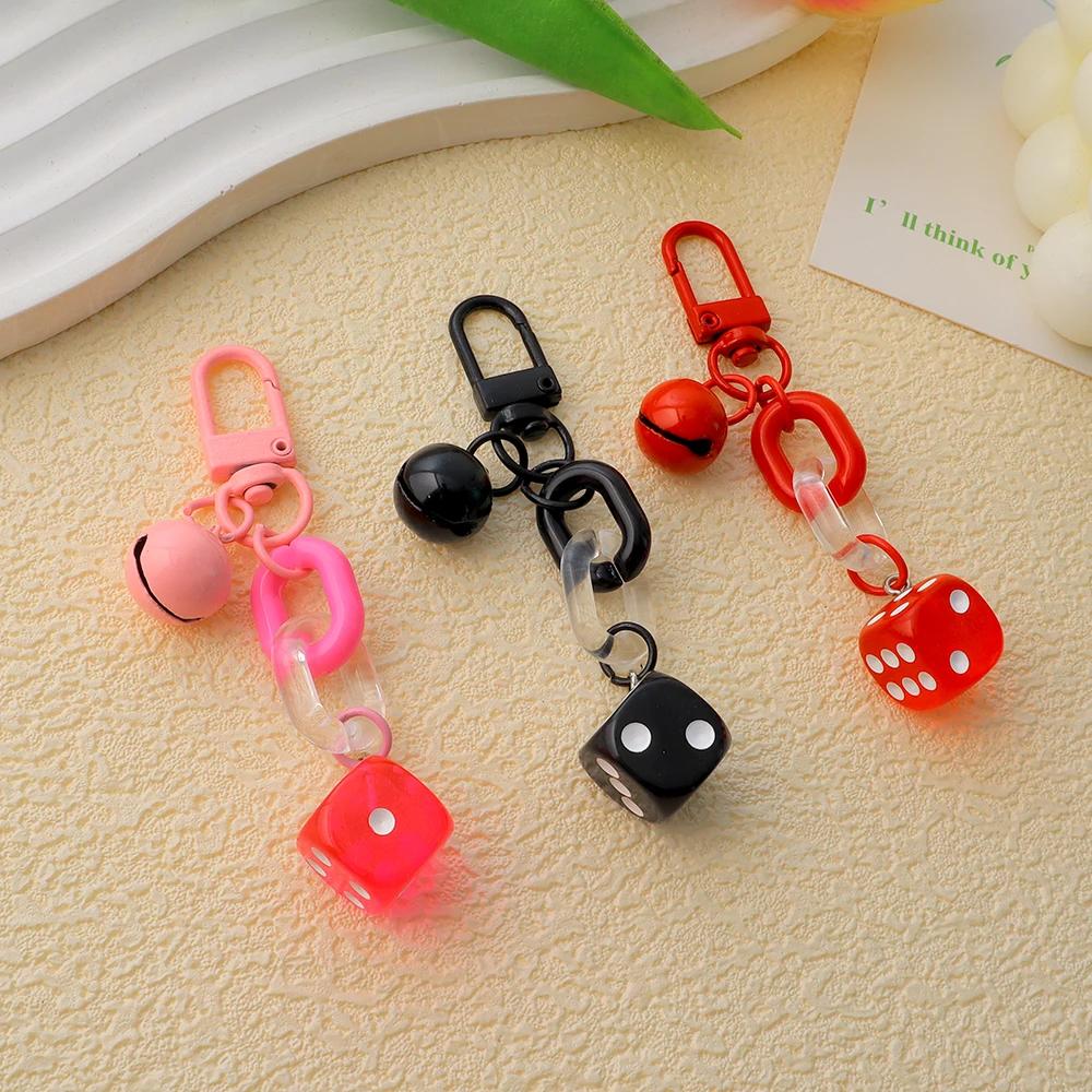 Красочные акриловые кости брелок милый мини колокольчик подвески брелок женский кошелек — фото 6