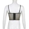 Frauen Spitze Mesh Mesh Spleißen Fisch Knochen Schlank Kleine Weste Freigelegtes Schlüsselbein mit Brust Pad Perspektive Hosenträger Tops