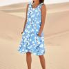 Women's Casual Summer Floral Print Sleeveless Pocket Dress