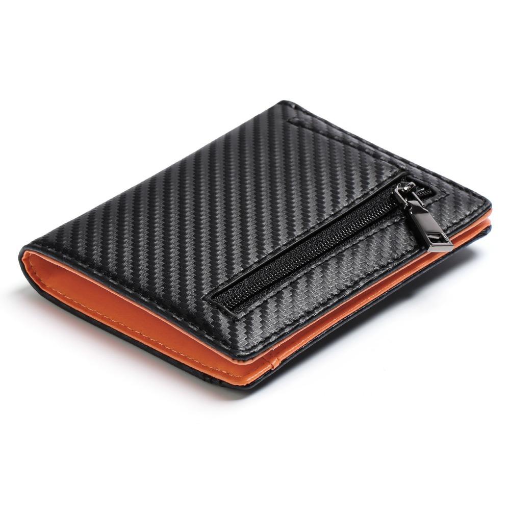 Japanese Style Carbon Fiber Leather Wallet for Men High-Quality Anti-Theft RFID Blocking Clutch PU Leather Coin Purse