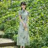 Green Skinny Odai National Style New Chinese Cheongsam Improved Young Women's High-end Retro Dress Spring and Summer