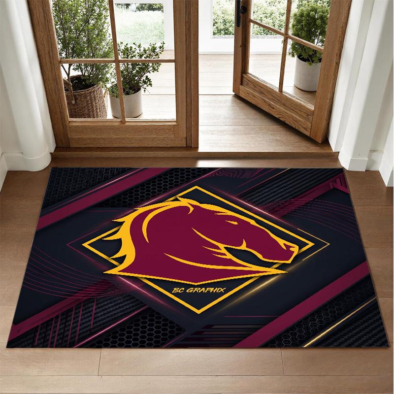 Brisbane Broncos Design Crystal Velvet Rug Soft Decorative Mat for Bedroom Entrance