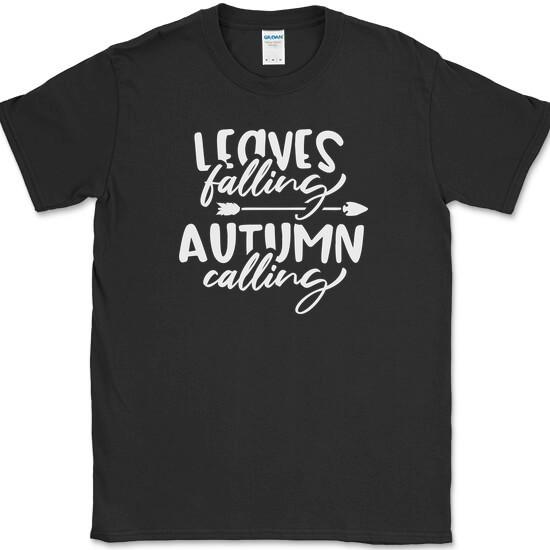 

Leaves Falling Autumn Calling T-Shirt Fall Thanksgiving Holiday Tee M