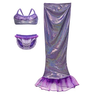 3Pcs/set Kids Girls Mermaid Swimsuits Halter Bra + Shorts + Mermaid Tail