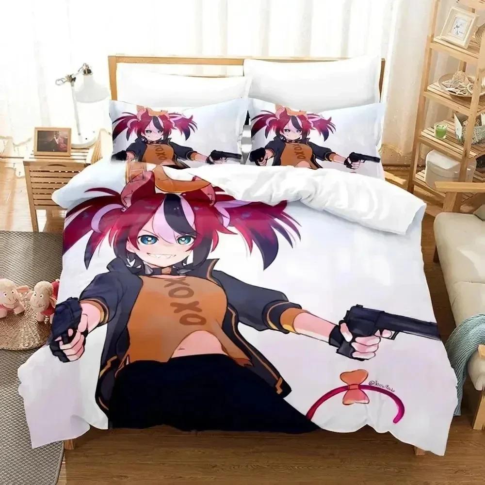 3D Print Hakos Baelz Anime Beding Set Bedrom Soft Modern Bedspreads Comefortable Children Kids Soft Duvet Cover Comfortable Quilt Cover And Pilowcase