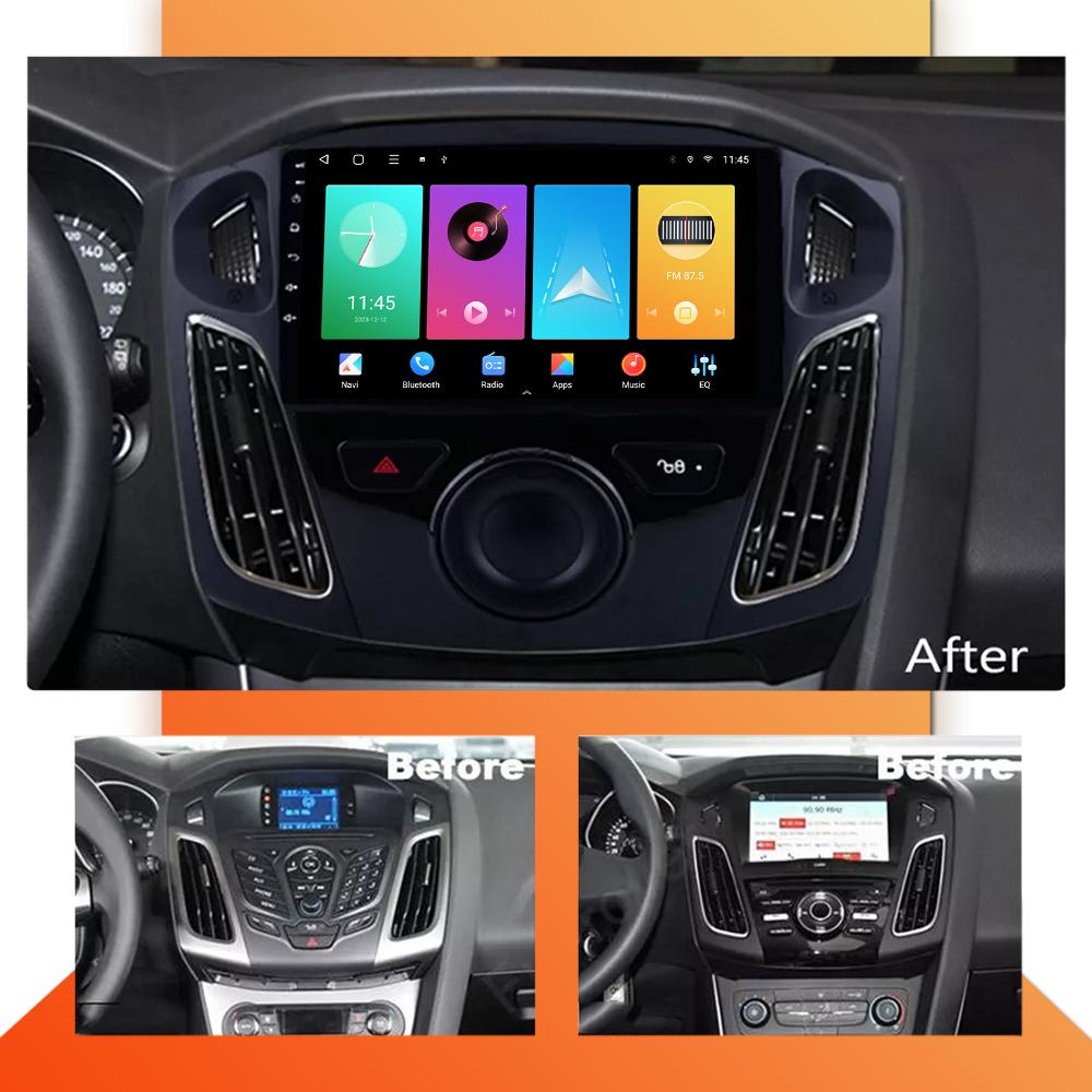 Bilradio Android Auto Carplay För Ford Focus 2012-2018 Multimedia Spelare Huvudenhet Stereo GPS Navigation BT WIFI 1+16GB