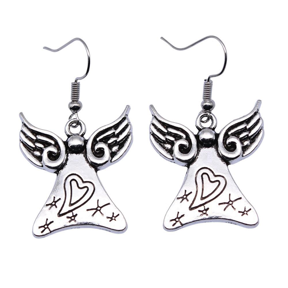 Angel Charm Dangle Earrings Retro Jewelry Design Wing Pendants Women Jewelry