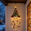 Festive Porch Entrance Ornaments Christmas Tree Hanging Ornament with LED Lights, Lighted Pendant Star Topper, Luminous Pre Lit Xmas for Indoor