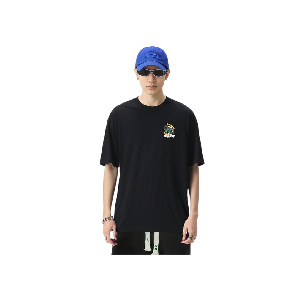 Li Ning X League Of Legends Collaboration April Fools Day Series Cartoon Print Loose Casual Short Sleeve T-Shirt Unisex T-Shirt Black AHSU807-4