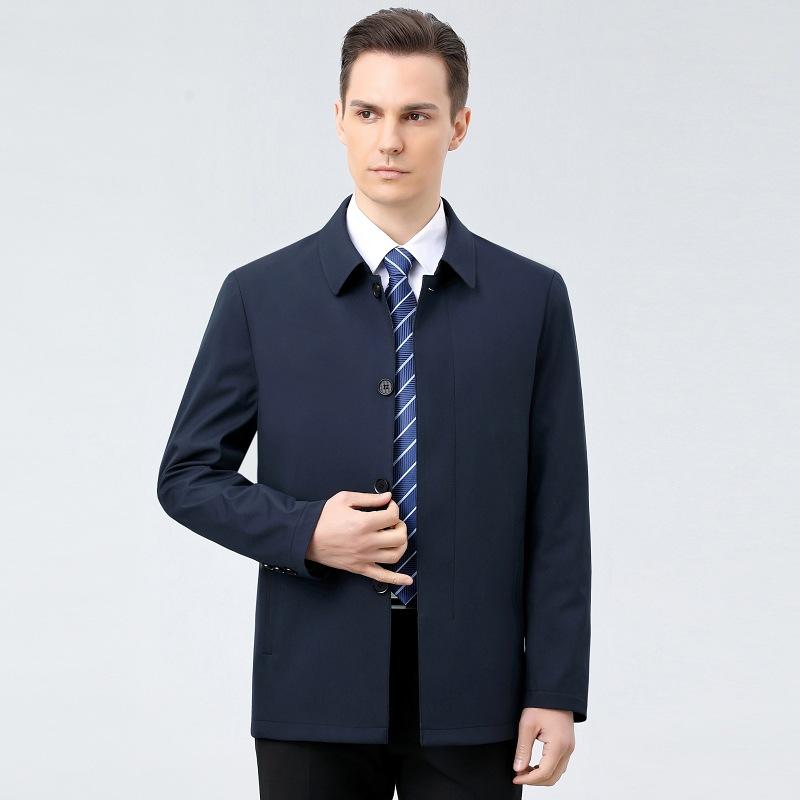 Spring Middle-aged and Elderly Jacket Men's Navy Blue Casual Jacket Loose Lapel Top
