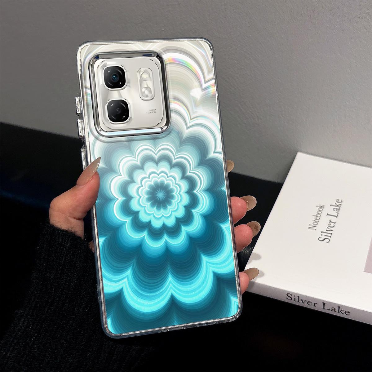 Case for infinix HOT 50i Iridescent Gradient Floral Clear Case,Shockproof Camera Lens Protection HOT 50i синий