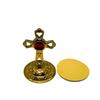 Metal Jesus Cross Idol Golden Double Sided Decorated Showpiece for Car Dashboard/Home Decor/Living Room (7.5cm)