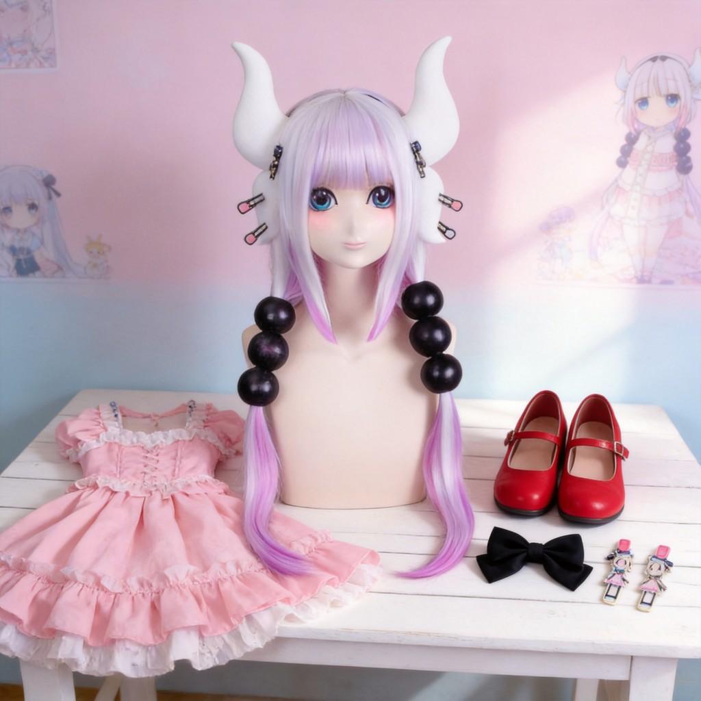 Miss Kobayashis Dragon Maid Cosplay Wig With High Temperature Silk For Enthusiasts