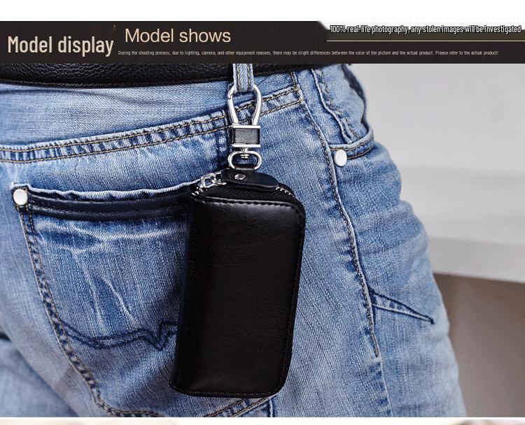 Trendy Unisex Genuine Leather Large Capacity Car Key Case