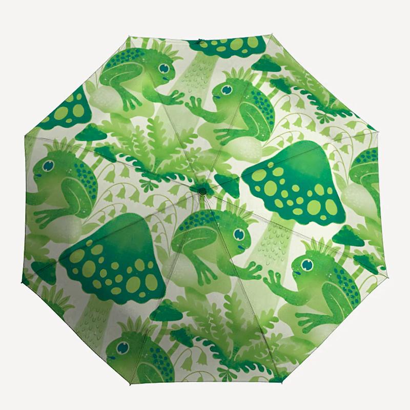 

1pc Frogs Mushrooms Automatic Open/close Umbrella, 8-Rib sturdy structure, Portable Travel Umbrella, Parties, Everyday Useb012