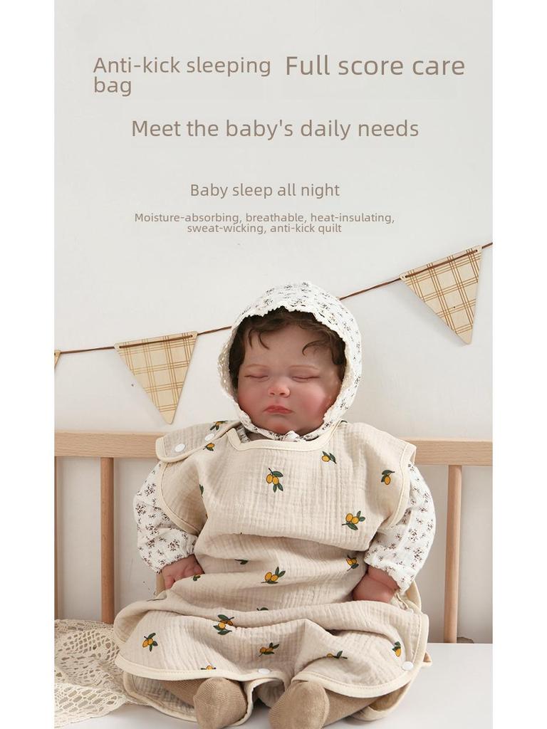 Four-Layer Children's Sleeveless Gauze Sleeping Bag: Anti-Kick, Summer-Weight, Korean Style.
