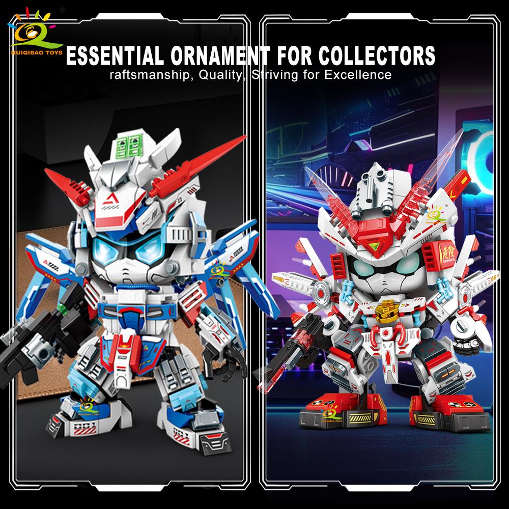 MOC Warrior Mech Robot Model Building Block Blue Red Mecha Series Brick Construction Toy Children Desk Home Decoration