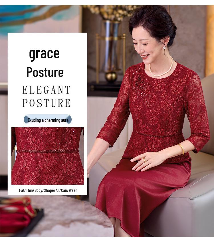 Elegant 2026 Qipao Dress: Mother of the Bride High-End Tummy Concealing Outfit